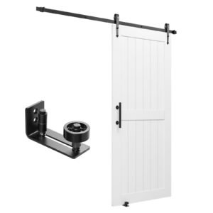 Sliding Barn Door, 36 x 84 inch, High-Strength MDF Panel, Barn Door with Hardware Kit, Water-Proof PVC Surface, Easy to Install, H-Frame, Smoothly and Quietly Sliding for Living Room, Bathroom