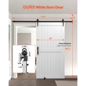 sliding barn door 42 x 84 inch high strength mdf panel barn door with hardware kit water proof pvc surface easy to install h frame smoothly and quietly sliding for living room bathroom 1.jpg