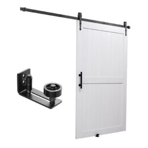 Sliding Barn Door, 48 x 84 inch, High-Strength MDF Panel, Barn Door with Hardware Kit, Water-Proof PVC Surface, Easy to Install, H-Frame, Smoothly and Quietly Sliding for Living Room, Bathroom