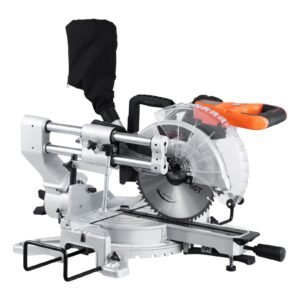 sliding compound miter saw 10 inch blade 15 amp motor 60 tooth corded double bevel sliding miter saw led precision alignment angle adjustable for wood composite decking laminates 5.jpg