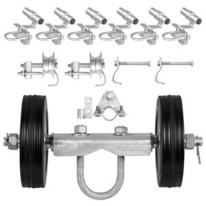 Sliding Gate Kit, 6' Rolling Gate Hardware Kit C-type, Wheel Carrier with Two 6" Wheels Support, Heavy Duty Sliding Gate Rollers for Connect Tracks Door Frames,Sliding Gate Guide Roller,600 lbs