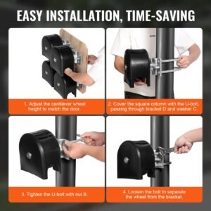 sliding gate kit rolling gate hardware kit w u shaped wheel groove for cantilever sliding gates and rolling door sliding gate rollers 4 track wheels w cover heavy duty sliding rollerblack 5.jpg