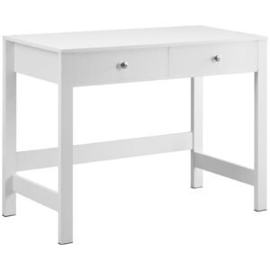 Small Desk with Drawers, Kids Desk for Bedroom, Modern Simple Study Table for Drawing, Reading, Writing, Rectangle MDF Furniture Study Storage Table for Home, Office, White