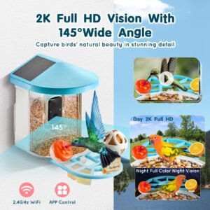 smart bird feeder with camera 2k hd ai identify 10000 bird species solar powered bird watching camera with auto capture instant notify wireless outdoor gift for bird lover 2 solar panels 3.jpg