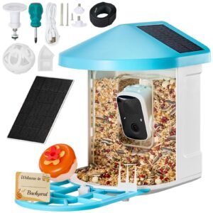 Smart Bird Feeder with Camera, 2K HD AI Identify 10000+ Bird Species, Solar-Powered Bird Watching Camera with Auto Capture & Instant Notify, Wireless Outdoor Gift for Bird Lover (3 Solar Panels)