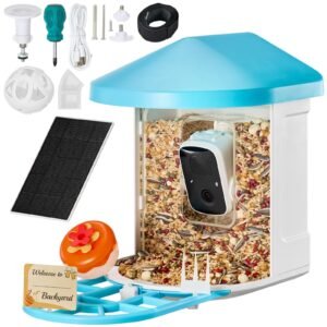 Smart Bird Feeder with Camera, 2K HD AI Identify 10,000+ Bird Species, Solar-Powered Bird Watching Camera with Auto Capture & Instant Notify, Wireless Outdoor Ideal Gift for Bird Lovers (Green)