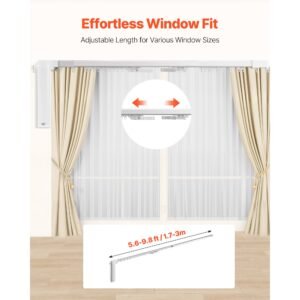 smart electric curtain track, 71 118 inch adjustable length, motorized rod with remote, ceiling and wall mount, automated curtain track system compatible with alexa, google home, app control