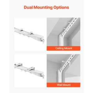 smart electric curtain track, 71 118 inch adjustable length, motorized rod with remote, ceiling and wall mount, automated curtain track system compatible with alexa, google home, app control