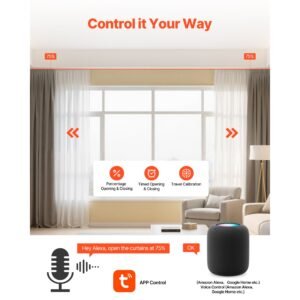 smart electric curtain track, 71 118 inch adjustable length, motorized rod with remote, ceiling and wall mount, automated curtain track system compatible with alexa, google home, app control