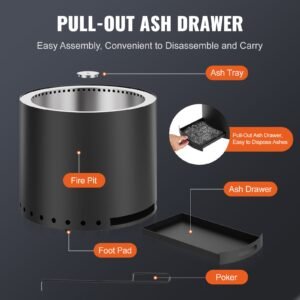 smokeless fire pit stove bonfire h 126 in x dia 15 in wood burning fireplaces with removable ash pan sus430 stainless steel inner portable outdoor firepit ideal for outdoor patio camping 3.jpg