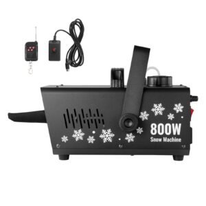 Snow Machine, 800W Snow Making Machine with 8 LED RGB Lights and Remote Control, High Output Snowflake Maker Stage Snow Effect for Christmas, Halloween, Wedding, DJ Parties and Valentine's Day