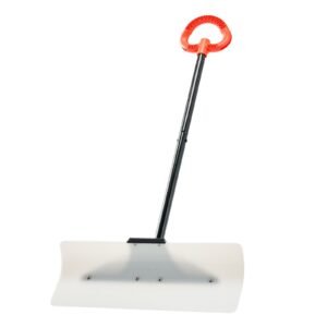 Snow Pusher Shovel, 24 in Wide Outdoor Snowplow Shovel with Ergonomic Grip, HDPE Plastic Blade, Winter Shovels with Segmented Handle, Portable Snow Removal Tool for Driveway Garden Camping