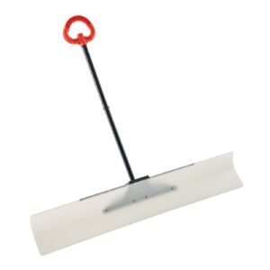 Snow Pusher Shovel, 48 in Outdoor Snowplow Shovel with Ergonomic Grip, HDPE Plastic Blade, Winter Shovels with Segmented Handle, Metal Edged Strip, Portable Snow Removal Tool for Driveway Garden