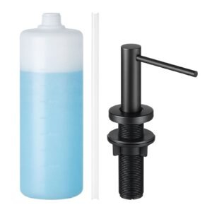 Soap Dispenser for Kitchen Sink, Stainless Steel Built in Sink Soap Dispenser with 17OZ Refillable Bottle, Countertop Dish Soap-Dispenser with 360° Rotation Pump Head, for Kitchen Bathroom