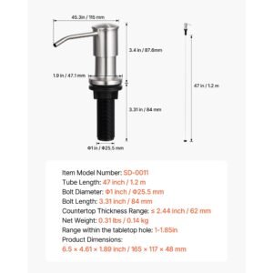 soap dispenser for kitchen sink stainless steel built in sink soap dispenser with 47 extension tube kit countertop dish soap dispenser with 360 rotation pump head for kitchen bathroom 3.jpg