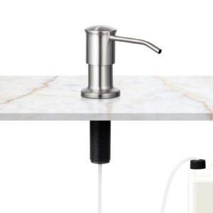 Soap Dispenser for Kitchen Sink, Stainless Steel Built in Sink Soap Dispenser with 47" Extension Tube Kit, Countertop Dish Soap-Dispenser with 360° Rotation Pump Head, for Kitchen Bathroom
