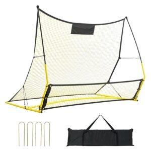 Soccer Trainer, 2-IN-1 Portable Soccer Rebounder Net, 71"x40" Iron Soccer Practice Equipment, Sports Football Rebounder Wall with Portable Bag, Perfect for Team Solo Training, Passing, Volley