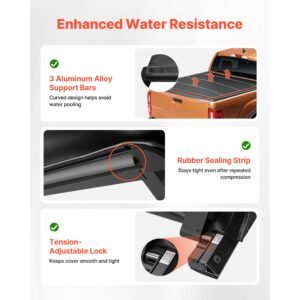 soft roll up truck bed tonneau cover, compatible with 2014 2025 chevy silverado/gmc sierra 1500 & 2014 2019 2500 3500 hd, fits 6.5 ft (6 ft 7 in/79 in) bed, pvc tonneau cover with aluminum bars