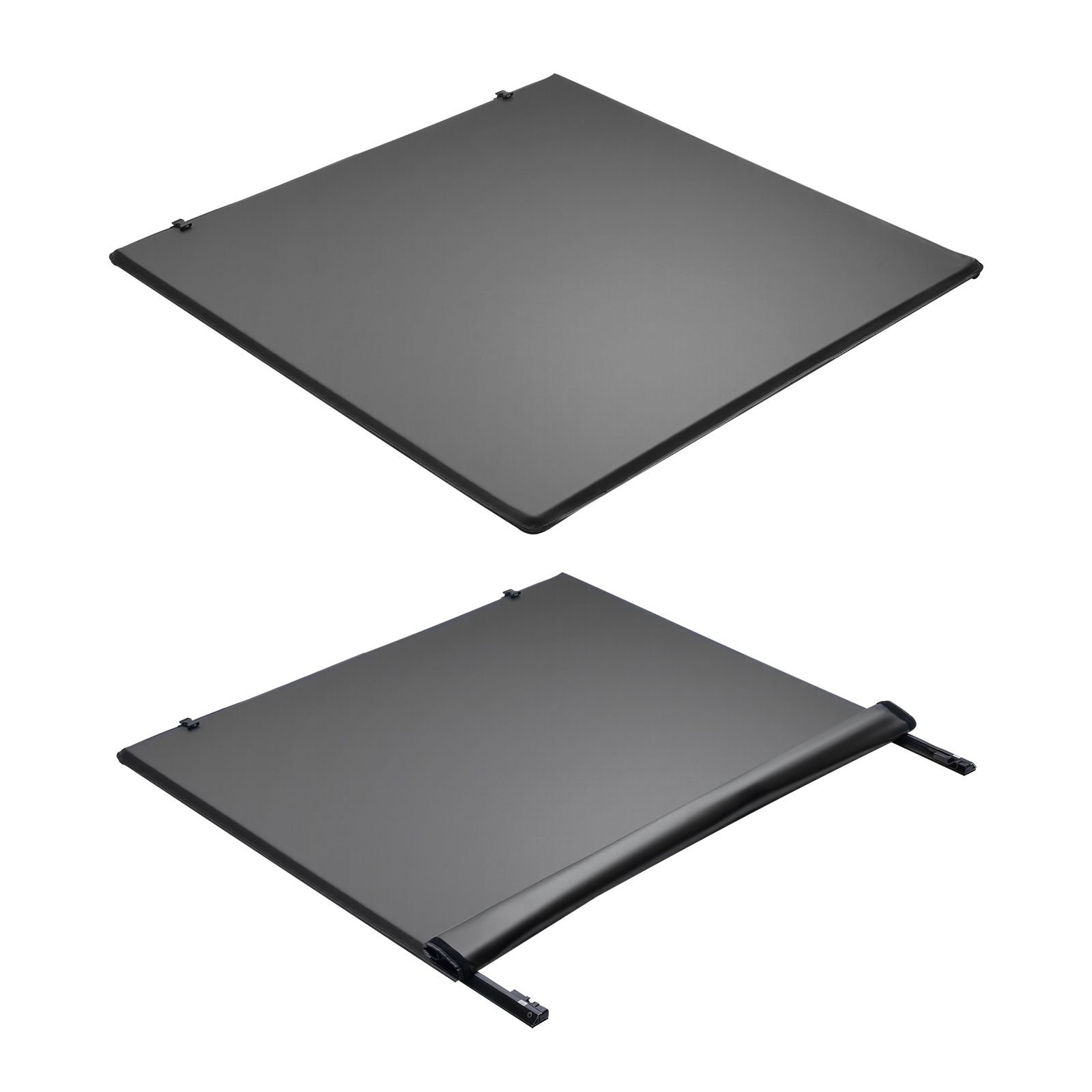 soft roll up truck bed tonneau cover, compatible with 2024 2025 toyota tacoma (excl. trail edition) with deck rail system, fits 5 ft (60 in) bed, pvc tonneau cover with three aluminum alloy bars
