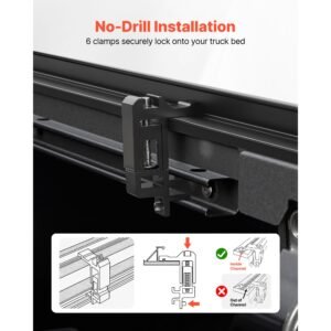 soft roll up truck bed tonneau cover, compatible with 2024 2025 toyota tacoma (excl. trail edition) with deck rail system, fits 5 ft (60 in) bed, pvc tonneau cover with three aluminum alloy bars
