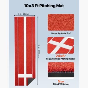 softball pitching mat 10x3 ft baseball pitching rubber mound antifade turf and antislip foam backing portable training aid fastpitch equipment for pitchers indoor outdoor practice red 13.jpg