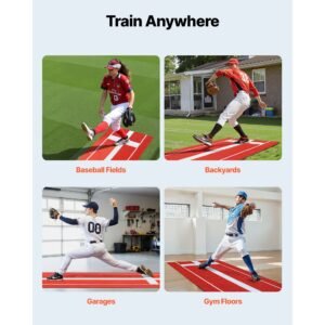 softball pitching mat 10x3 ft baseball pitching rubber mound antifade turf and antislip foam backing portable training aid fastpitch equipment for pitchers indoor outdoor practice red 17.jpg