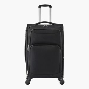 Softside Expandable Luggage with Spinner Wheels, 24-Inch Softside Checked Medium Luggage, Lightweight Checked Suitcase with Expandable Zippered Pocket and TSA Lock, Black