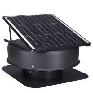Solar Attic Fan, 42 W, 2800 CFM Large Air Flow Solar Roof Vent Fan, Low Noise and Weatherproof with 110V Smart Adapter, Ideal for Home, Greenhouse, Garage, Shop, RV, FCC Listed