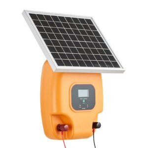 Solar Fence Charger, 0.6J 8kV Solar Powered Fence Charger, 1.86 Miles Range, Electric Fence Energizer Kit, Keep Out Predators, 4-5 Days Runtime, for Livestock, Poultry, Garden Protection