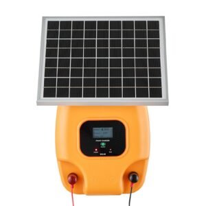 Solar Fence Charger, 1J 10kV Solar Powered Fence Charger, 1.86 Miles Range, Electric Fence Energizer Kit, Keep Out Predators, 3 Days Runtime, for Livestock, Poultry, Garden Protection