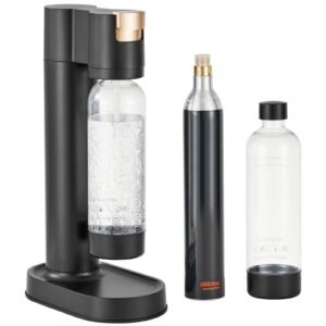 Sparkling Water Maker, Soda Maker Machine for Home Carbonating, Seltzer Water Starter Kit with 2 BPA-free 1L PET Bottles, CO2 Cylinder, Compatible with Mainstream Screw-in 60L CO2 Cylinder