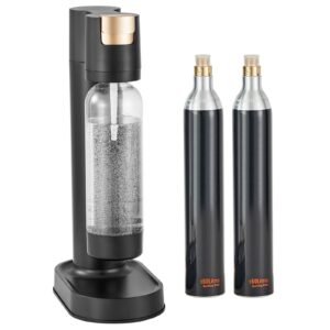 Sparkling Water Maker, Soda Maker Machine for Home Carbonating, Seltzer Water Starter Kit with BPA-free 1L PET Bottle, 2 CO2 Cylinders, Compatible with Mainstream Screw-in 60L CO2 Cylinder