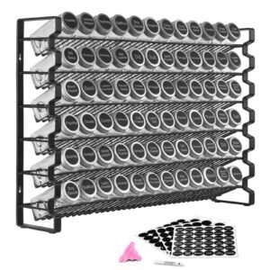 spice rack organizer for cabinet spice organizer with 72 empty spice jars lids spice labels and funnel complete set seasoning organizer for countertop kitchen pantry cupboard 23x16 in.jpg