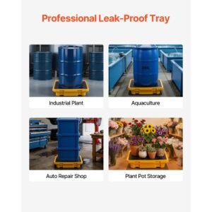 spill containment pallet 1 drum low profile spill containment modular platform 114 gallon sump 1543 lbs load capacity heavy duty polyethylene tray with drain 264 x 266 x 59 yellow 5.jpg