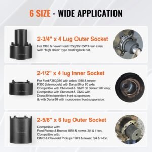 spindle nut socket tool kit 12 inch drive 6 piece axle hub nut socket set for toyota ford 4wd vehicles and gm vehicles with storage case axle spindle nut retainers remover 2.jpg
