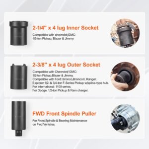spindle nut socket tool kit 12 inch drive 6 piece axle hub nut socket set for toyota ford 4wd vehicles and gm vehicles with storage case axle spindle nut retainers remover 3.jpg