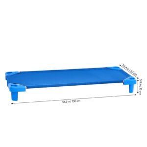 stackable kiddie cot, pack of 6, portable toddler nap cots, standard size 52" l x 23" w daycare cots for kids, preschool classroom daycare beds for sleeping, resting, naptime, blue