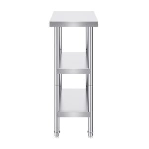 Stainless Steel Food Prep Table, 14 x 24 x 34 Inch Commercial Kitchen Worktable, with 2 Adjustable Undershelf, Heavy Duty Prep Table Metal Work Table for BBQ, Kitchen, Home, and Garage