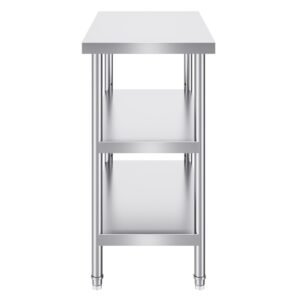 Stainless Steel Food Prep Table, 18 x 36 x 34 Inch Commercial Kitchen Worktable, with 2 Adjustable Undershelf, Heavy Duty Prep Table Metal Work Table for BBQ, Kitchen, Home, and Garage