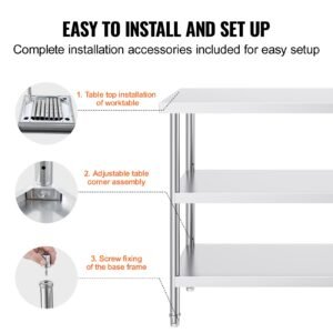 stainless steel food prep table 18 x 48 x 34 inch commercial kitchen worktable with 2 adjustable undershelf heavy duty prep table metal work table for bbq kitchen home and garage 5.jpg
