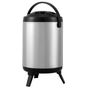 Stainless Steel Insulated Beverage Dispenser, 1.5 Gallon 6 Liter, Thermal Hot and Cold Drink Server Dispenser with Spigot Handle, Food-grade for Hot Tea Coffee Water Restaurant Drink Shop