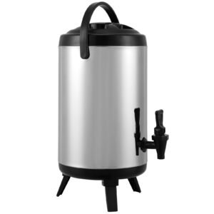 Stainless Steel Insulated Beverage Dispenser, 2 Gallon 7.6 Liter, Thermal Hot and Cold Drink Server Dispenser with Spigot Handle, Food-grade for Hot Tea Coffee Water Restaurant Drink Shop