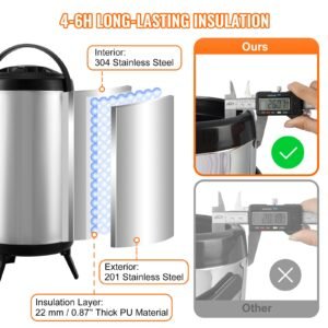 stainless steel insulated beverage dispenser 24 gallon 92 liter thermal hot and cold drink server dispenser with spigot handle food grade for hot tea coffee water restaurant drink shop 2.jpg
