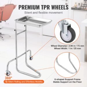 stainless steel lab carts lab utility cart with single tray mobile medical cart with 2 silent wheels lab rolling cart for lab clinic hospital salon 3.jpg