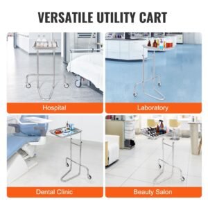 stainless steel lab carts lab utility cart with single tray mobile medical cart with 2 silent wheels lab rolling cart for lab clinic hospital salon 5.jpg