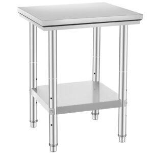 stainless steel prep table 24 x 24 x 31 inch 700 lbs load capacity heavy duty metal worktable with 3 adjustable height levels commercial workstation for kitchen garage restaurant backyard 3.jpg