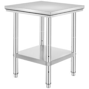 stainless steel prep table 24 x 24 x 31 inch 700 lbs load capacity heavy duty metal worktable with 3 adjustable height levels commercial workstation for kitchen garage restaurant backyard 4.jpg