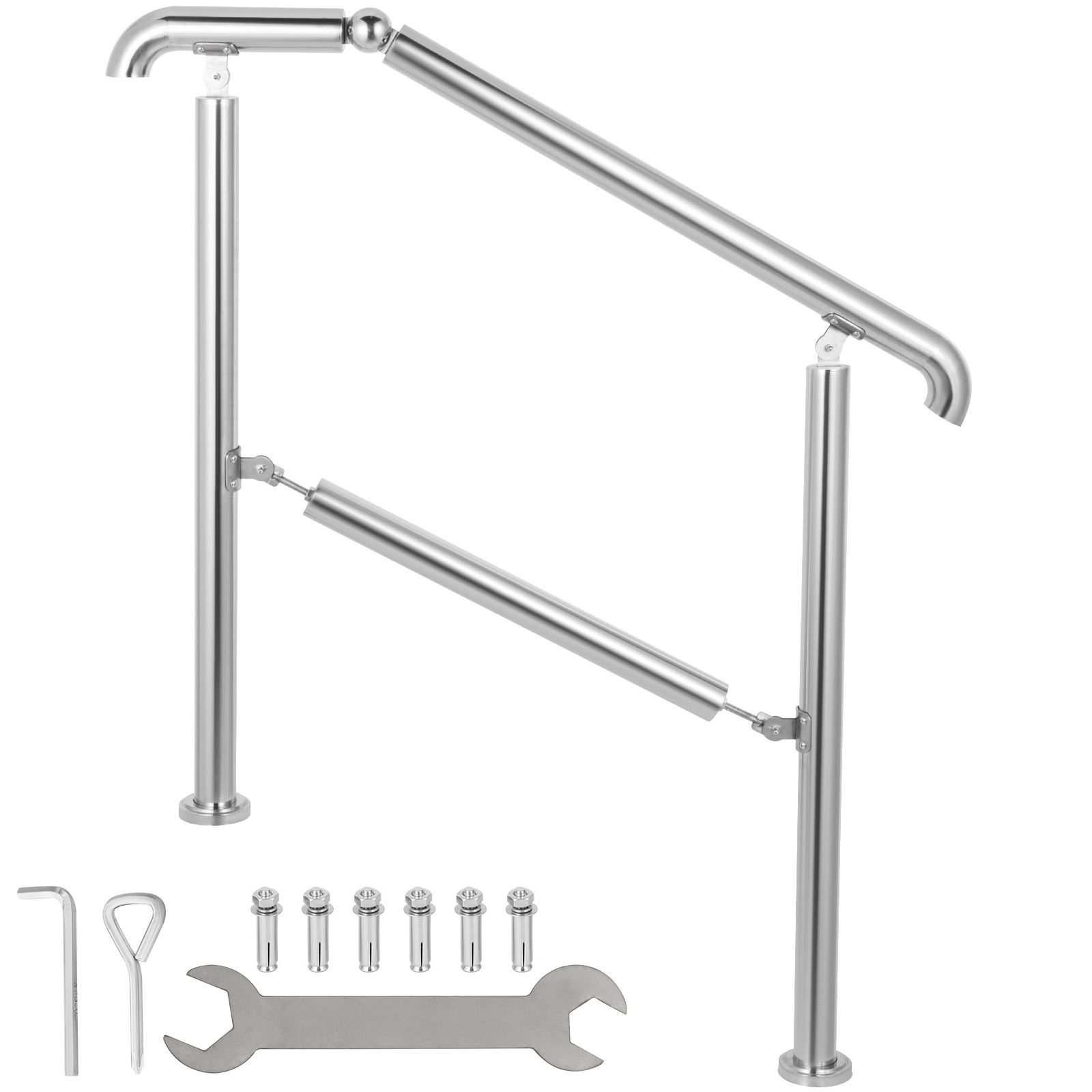 stainless steel transitional handrail fit for level surface and 2 to 3 adjustable stair indoor outdoor step railings 441lb capacity with installation kit porch diy silver.jpg
