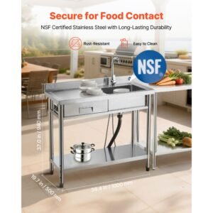 stainless steel utility sink free standing single bowl commercial kitchen sink with drawer faucet and hot cold water pipe utility basin for garage restaurant laundry 394 x 197 x 37 in 1.jpg