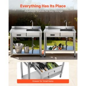 stainless steel utility sink free standing single bowl commercial kitchen sink with drawer faucet and hot cold water pipe utility basin for garage restaurant laundry 394 x 197 x 37 in 2.jpg